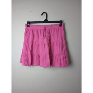 Aerie Pink Gauze Pull on Mini Skirt Women's Medium drawstring Preppy